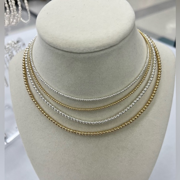 2mm Sterling Silver Bead Choker - Picture 2 of 2